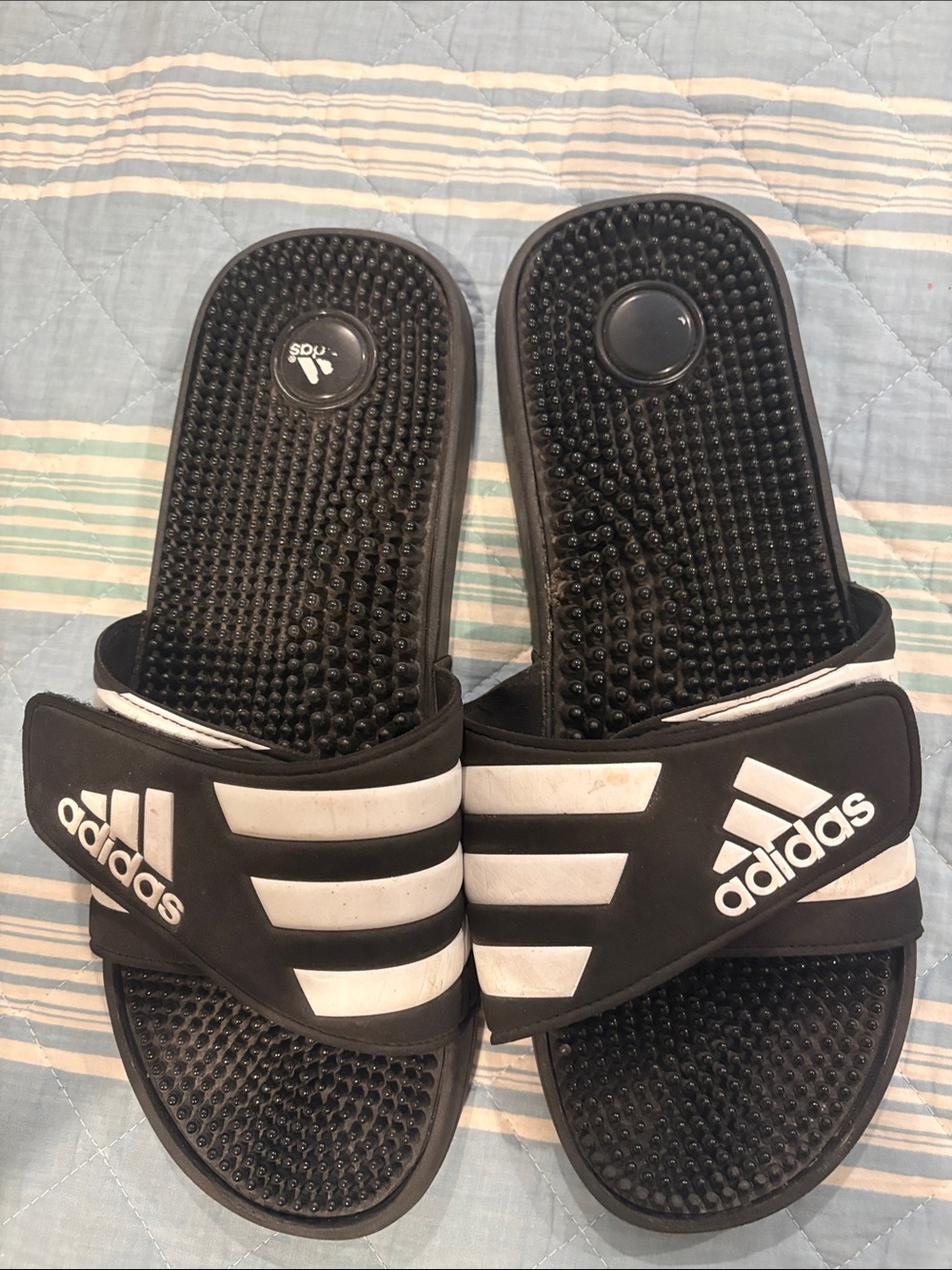 adidas Black and White Adjustable Slide Sandals